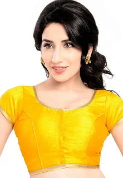 Plain Art Silk Blouse in Yellow
