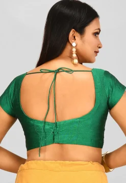 Plain Art Silk Blouse in Green