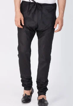 Plain Art Silk Churidar in Black