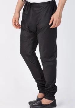 Plain Art Silk Churidar in Black