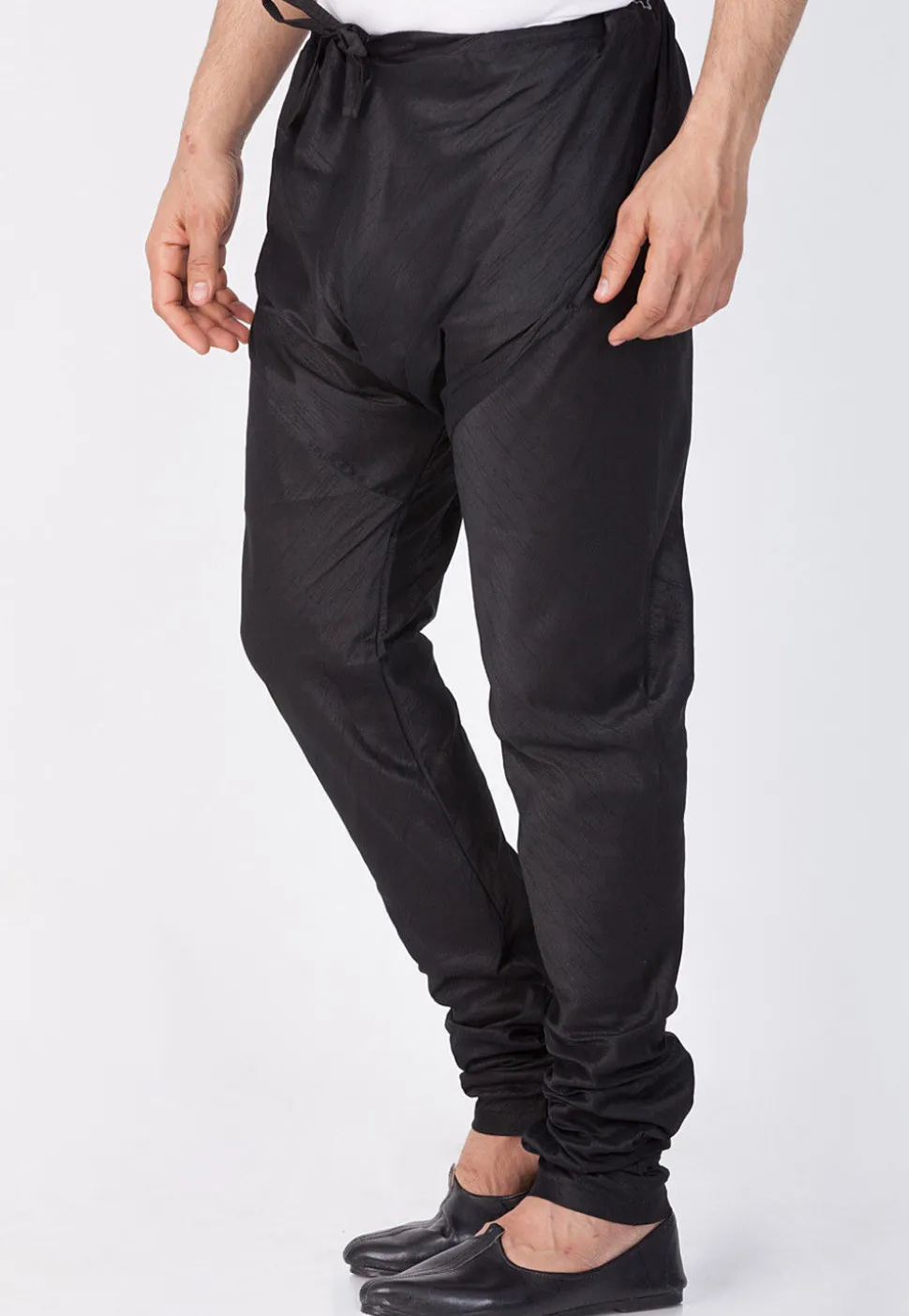 Plain Art Silk Churidar in Black