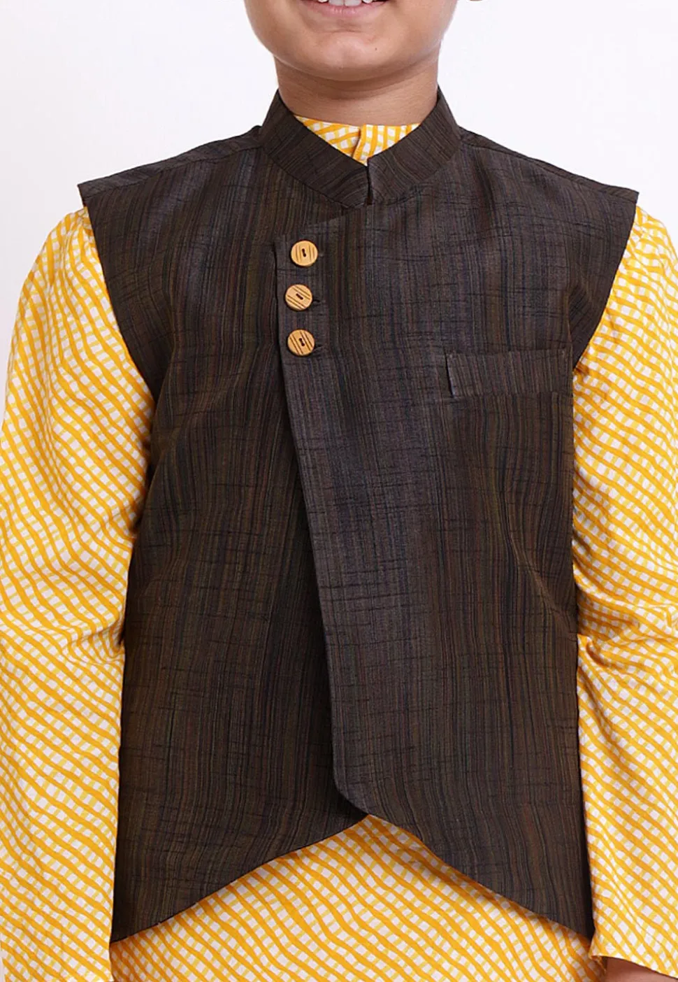 Plain Art Silk Jacket in Brown