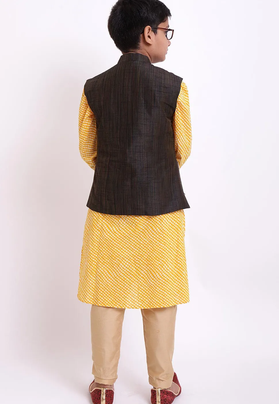 Plain Art Silk Jacket in Brown
