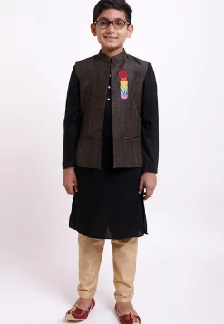 Plain Art Silk Jacket in Brown