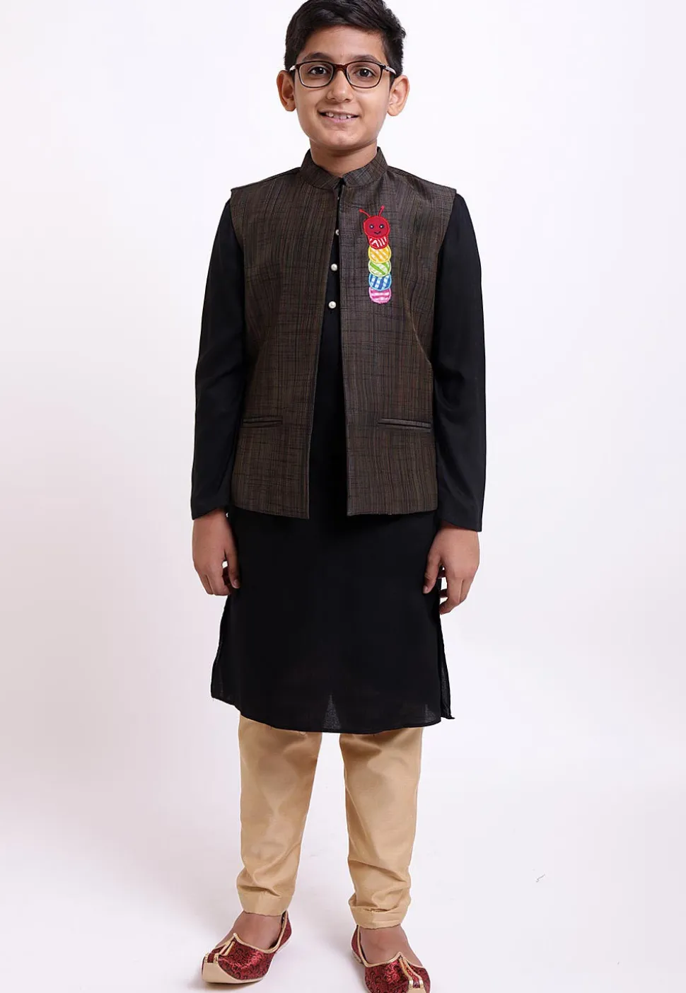 Plain Art Silk Jacket in Brown