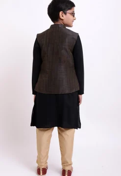 Plain Art Silk Jacket in Brown