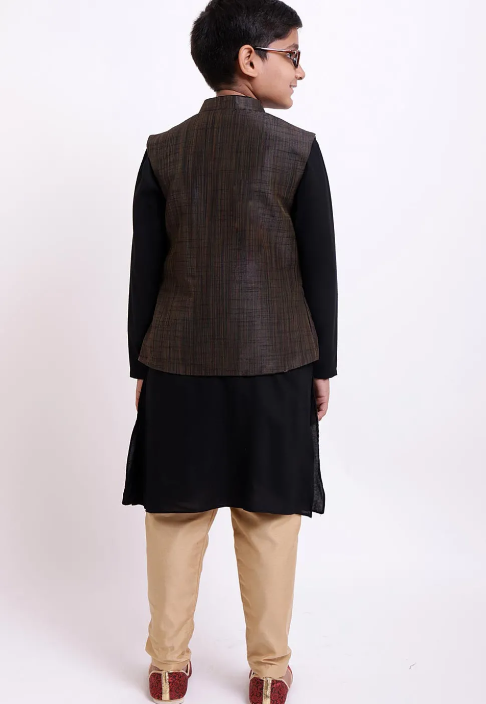 Plain Art Silk Jacket in Brown