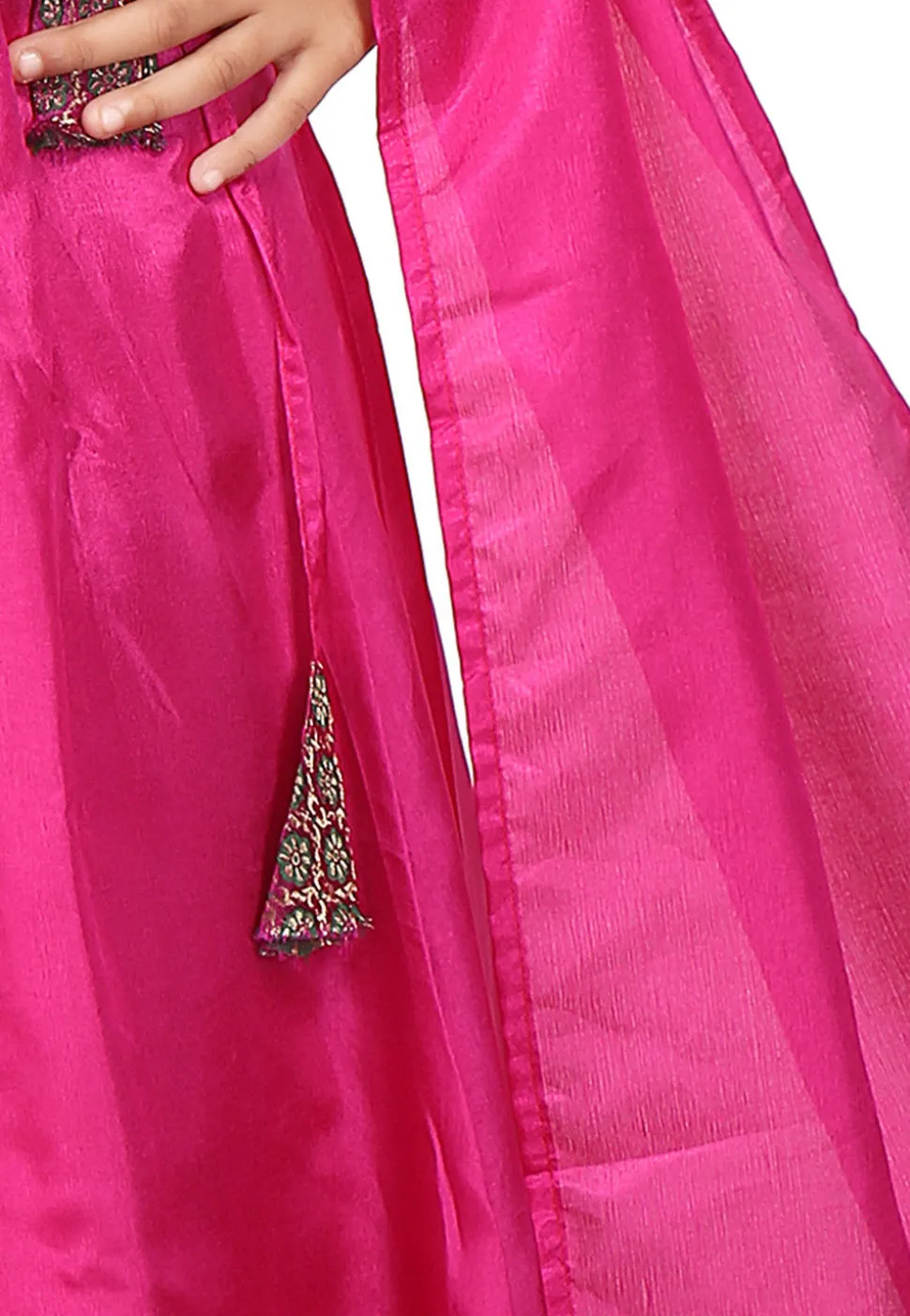 Plain Art Silk Lehenga in Fuchsia