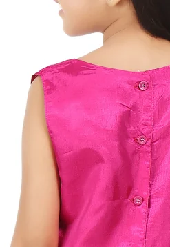 Plain Art Silk Lehenga in Fuchsia