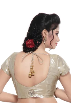 Plain Art Silk Shimmer Blouse in Gold
