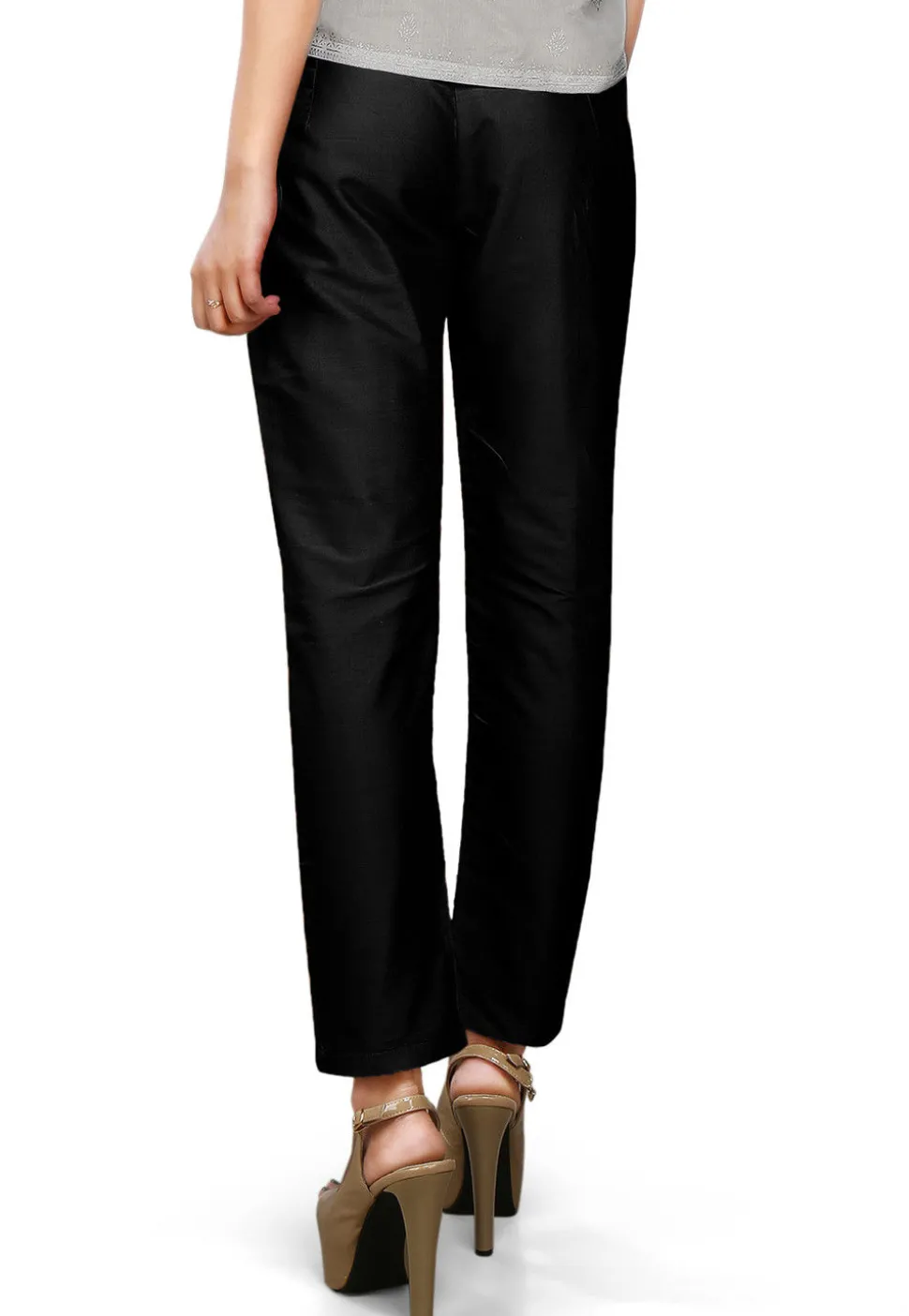 Plain Art Silk Trouser in Black