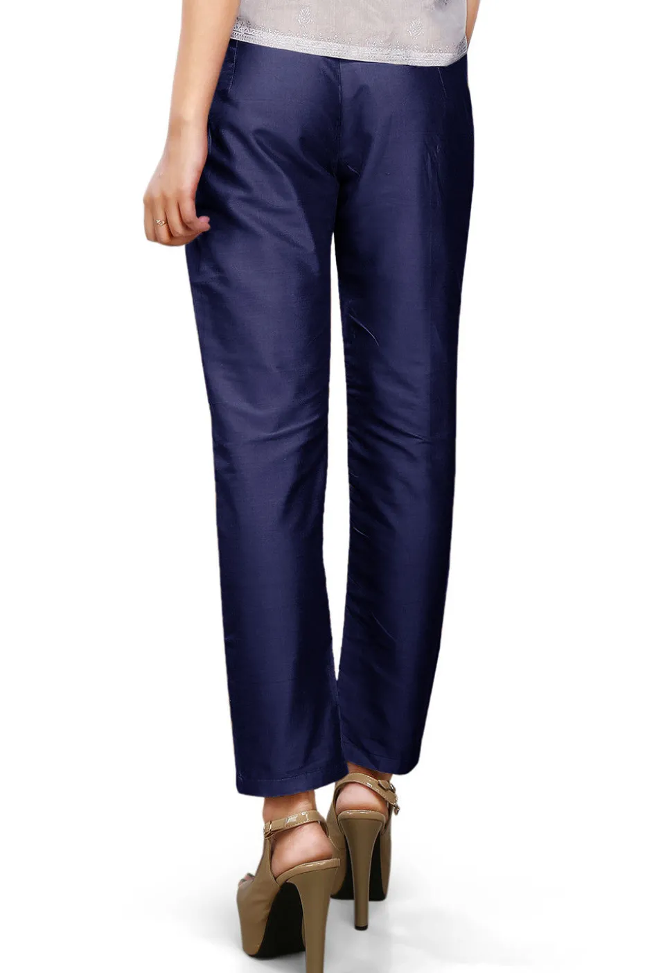 Plain Art Silk Trouser in Navy Blue