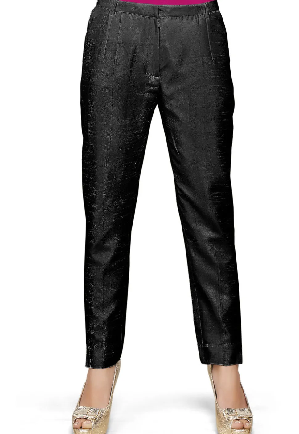 Plain Art Silk Trouser in Black