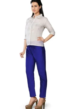 Plain Art Silk Trouser in Royal Blue