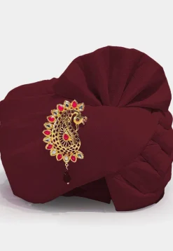 Plain Chanderi Cotton Turban in Maroon