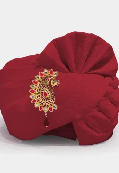 Plain Chanderi Cotton Turban in Red
