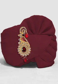 Plain Chanderi Cotton Turban in Maroon