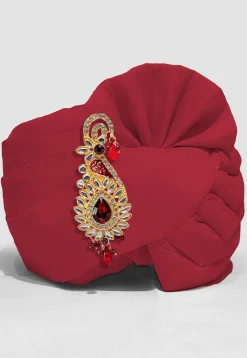Plain Chanderi Cotton Turban in Red