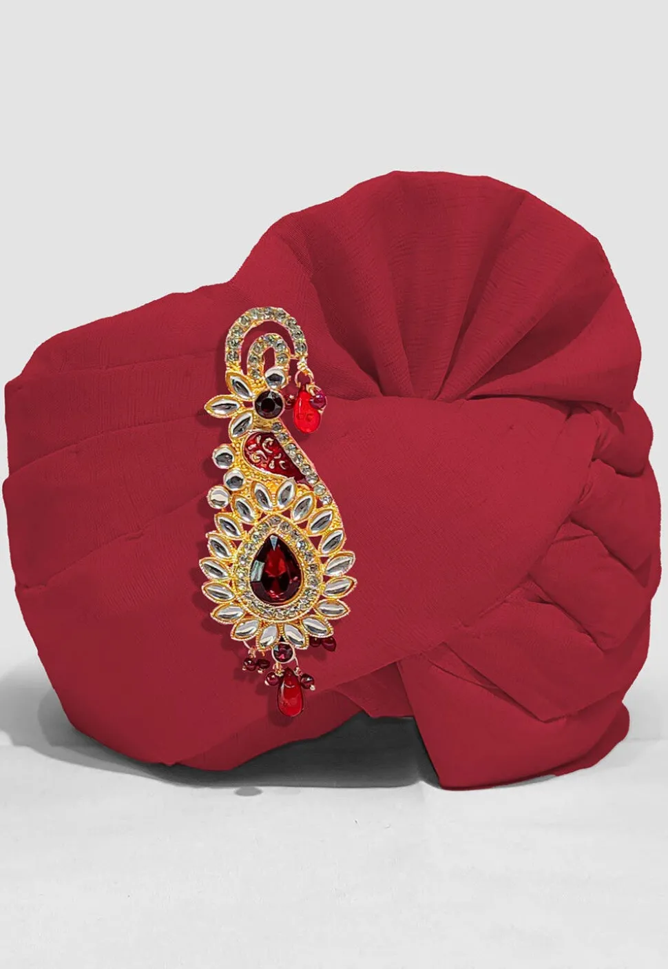 Plain Chanderi Cotton Turban in Red