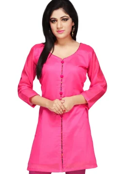 Plain Chanderi Kurti in Fuchsia