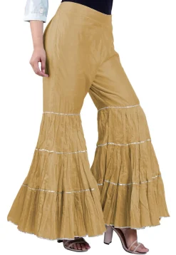 Plain Chanderi Silk Sharara in Light Mustard