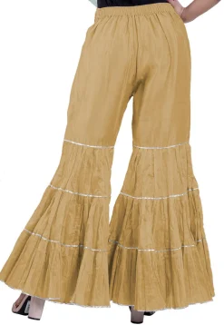 Plain Chanderi Silk Sharara in Light Mustard