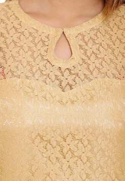 Plain Chantelle Net Abaya Style Suit in Beige
