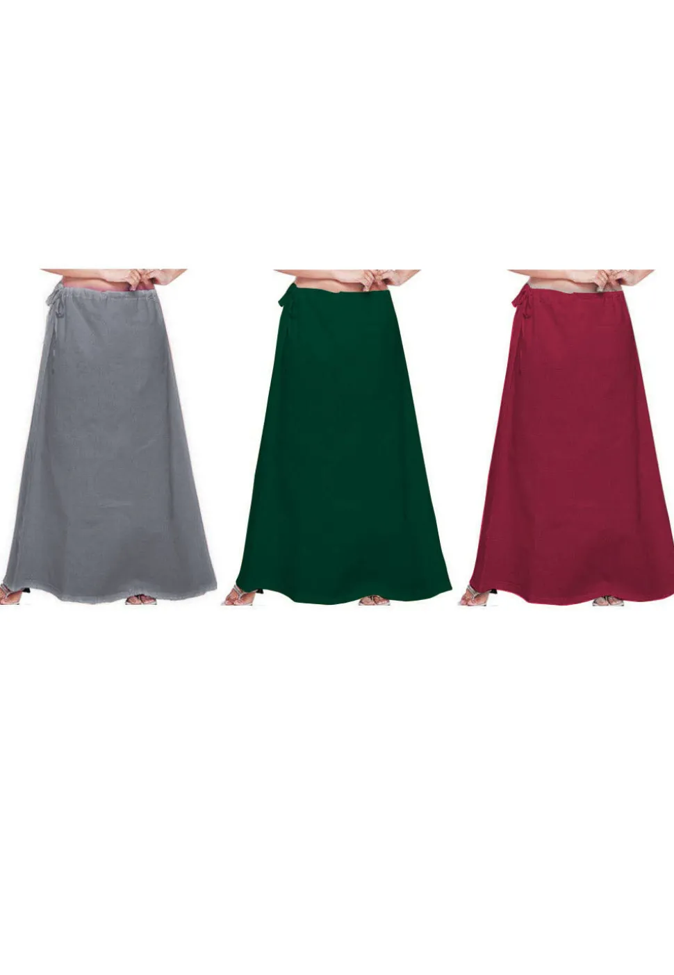 Plain Combo of Cotton Petticoats in Multicolor