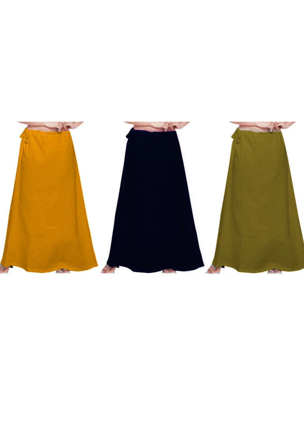 Plain Combo of Cotton Petticoats in Multicolor