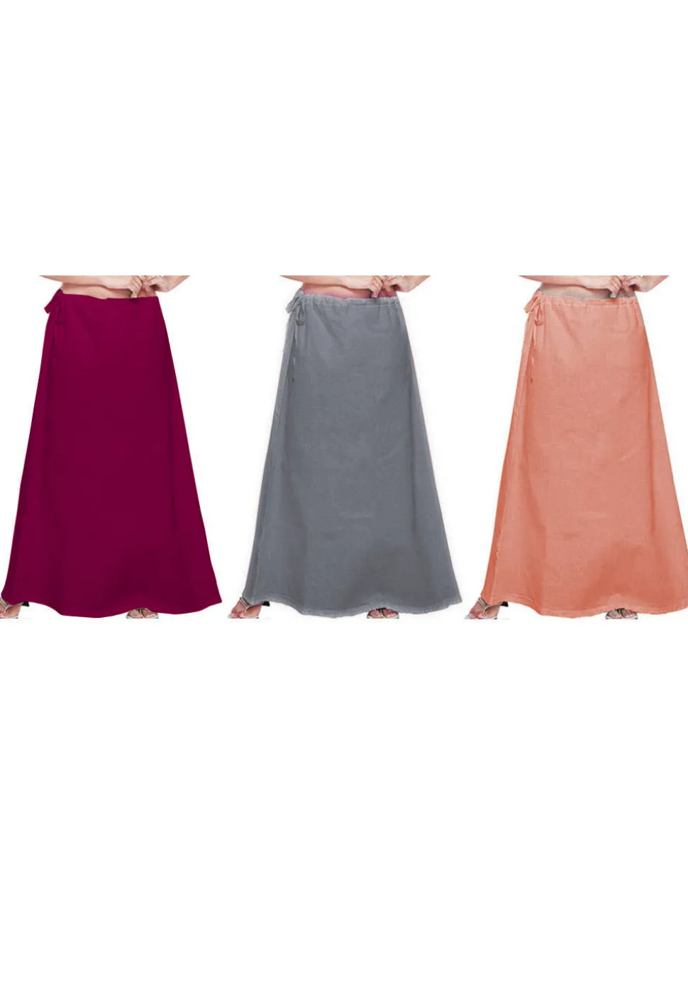 Plain Combo of Cotton Petticoats in Multicolor