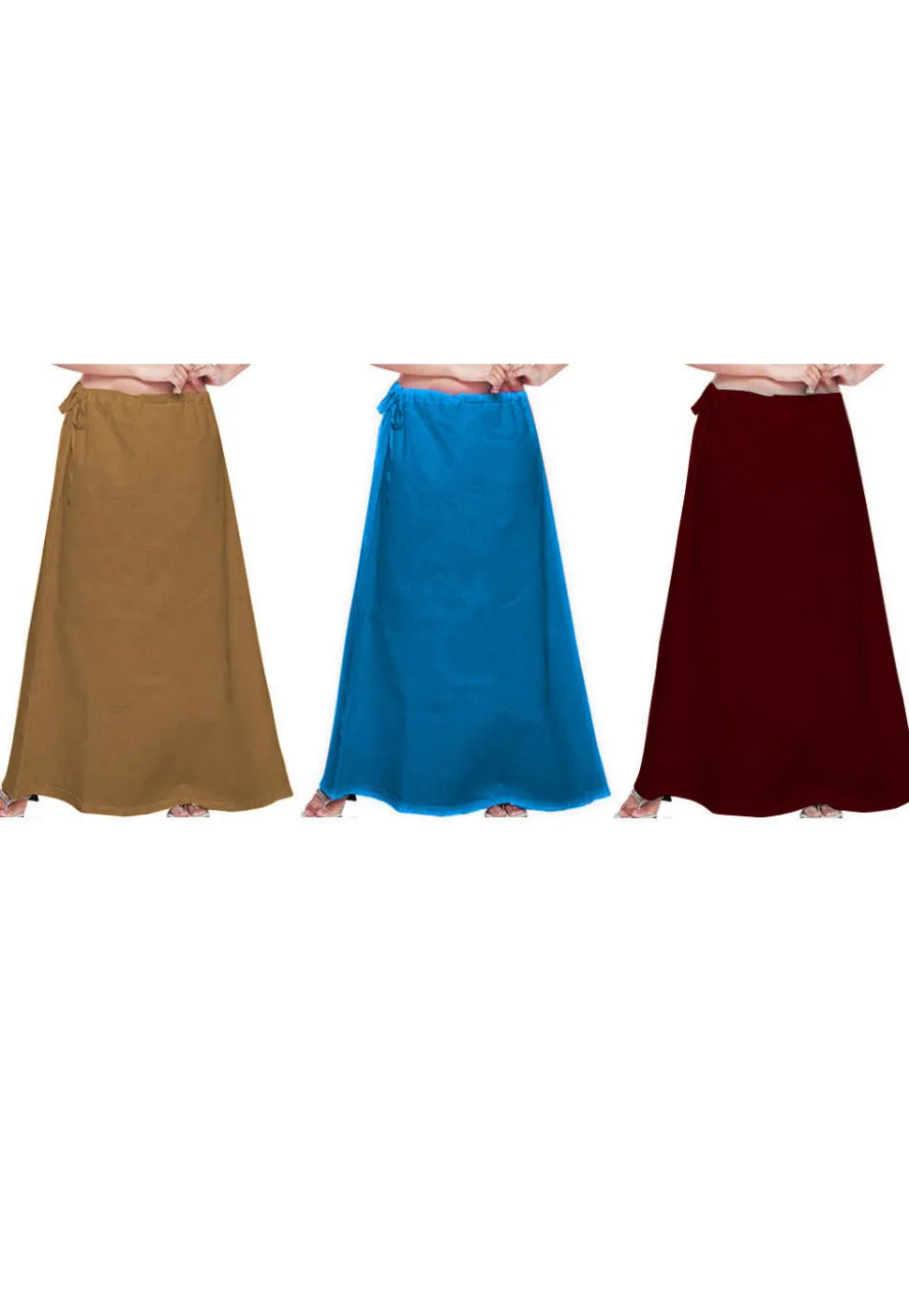 Plain Combo of Cotton Petticoats in Multicolor