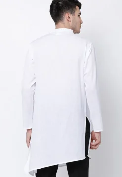 Plain Cotton Asymmetric Kurta in White
