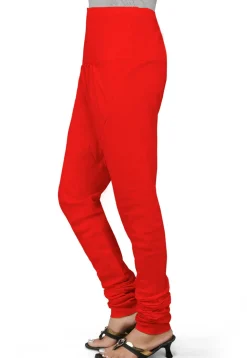 Plain Cotton Churidar in Red
