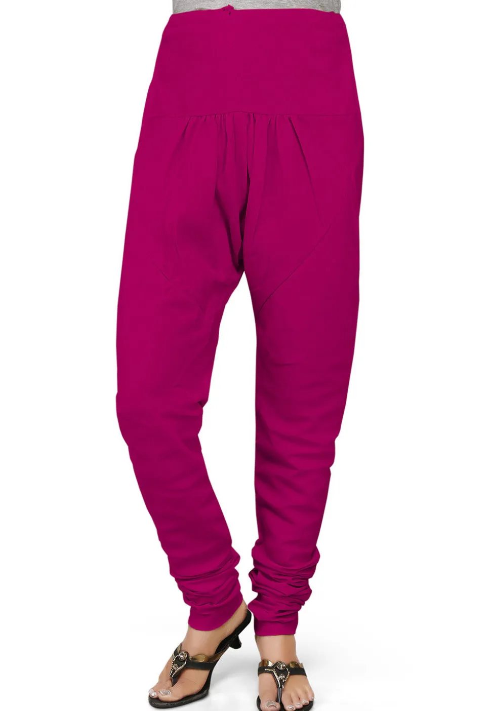 Plain Cotton Churidar in Fuchsia