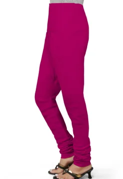 Plain Cotton Churidar in Fuchsia