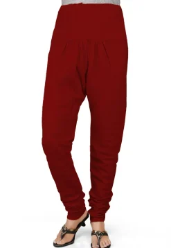 Plain Cotton Churidar in Maroon