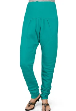 Plain Cotton Churidar in Turquoise