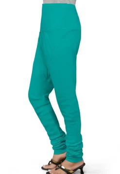 Plain Cotton Churidar in Turquoise