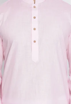 Plain Cotton Kurta in Baby Pink
