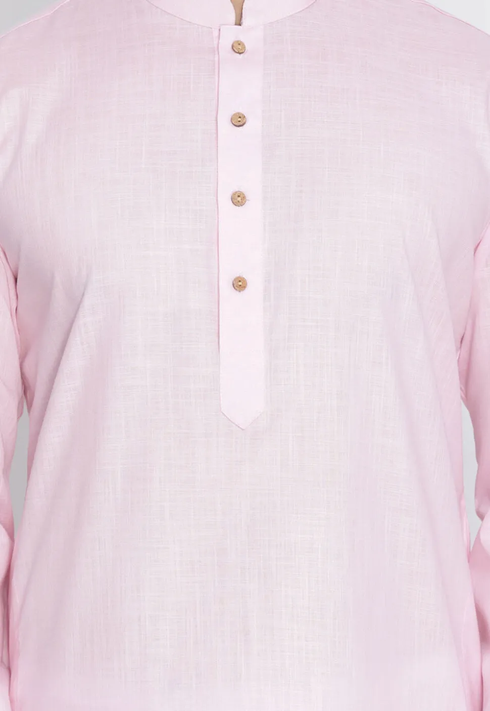 Plain Cotton Kurta in Baby Pink