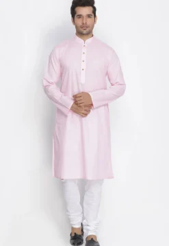 Plain Cotton Kurta in Baby Pink