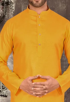 Plain Cotton Kurta in Mustard