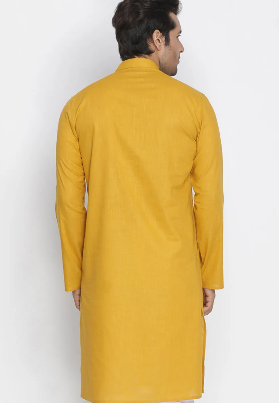 Plain Cotton Kurta in Mustard