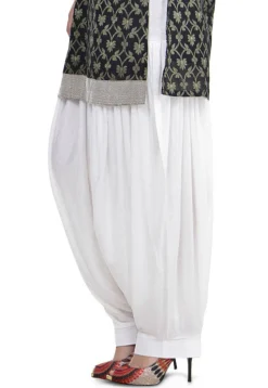 Plain Cotton Lycra Patiala Salwar in Off White