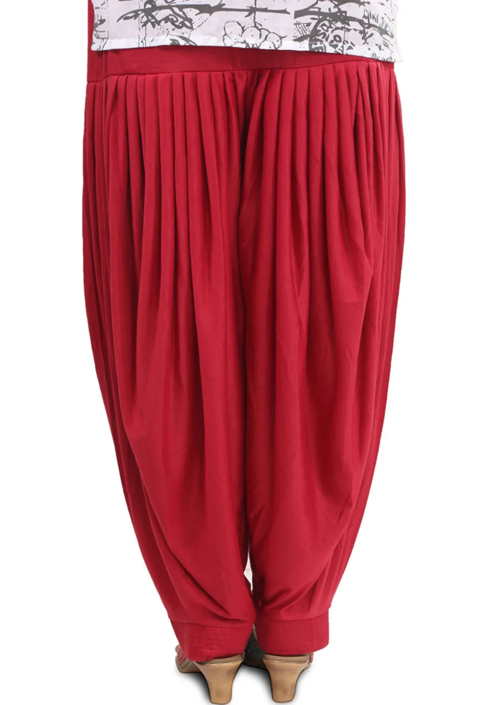 Plain Cotton Lycra Patiala Salwar in Red