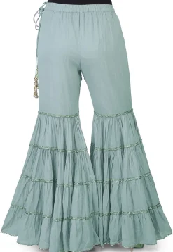 Plain Cotton Mulmul Sharara Style Pant in Grey