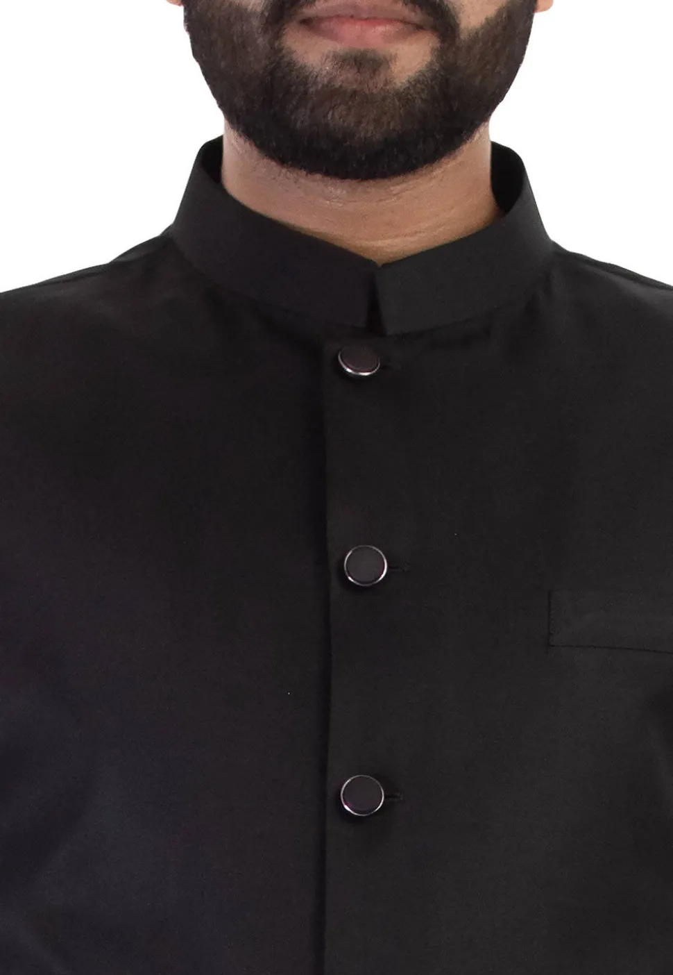 Plain Cotton Nehru Jacket in Black
