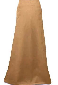 Plain Cotton Readymade Petticoat in Beige