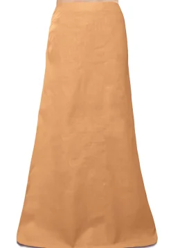 Plain Cotton Readymade Petticoat in Beige