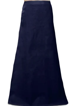 Plain Cotton Readymade Petticoat in Navy Blue